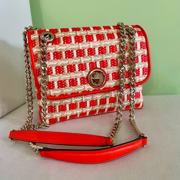 Orange and Cream Checkered Kate Spade Bag - Picture 1 of 6